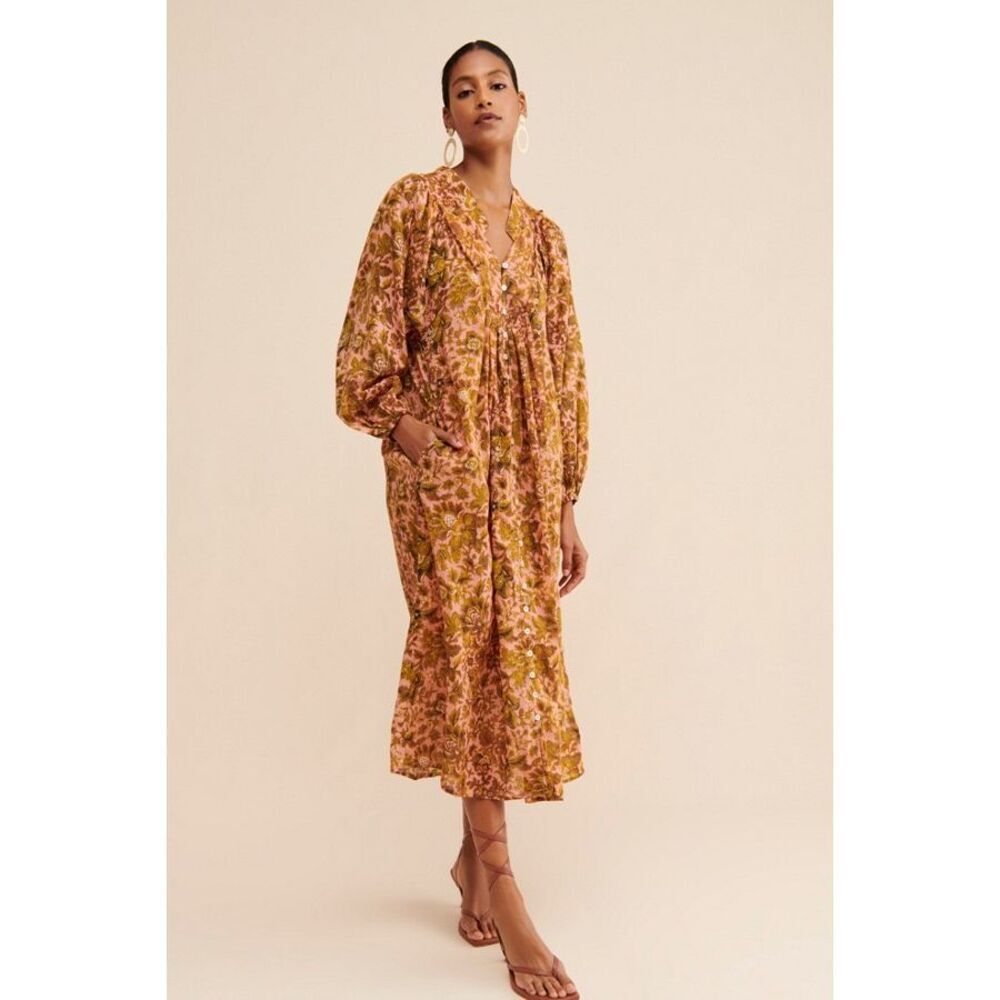 Kinga Csilla Calista Floral Midi Dress $242.00 Size Small